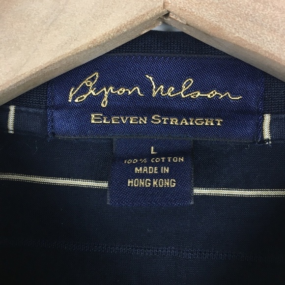 BYRON NELSON Golf Shirt Long Sleeve Eleven Straight Stripe Eagle’s Landing Large - Picture 7 of 9